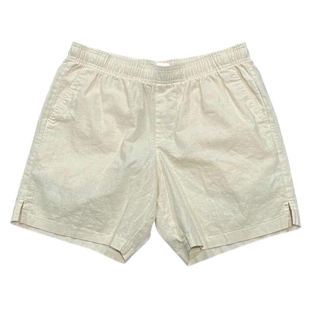 Goodlife Shorts Women's‎ XL Linen Blend Light Yellow Elastic Drawstring Pockets